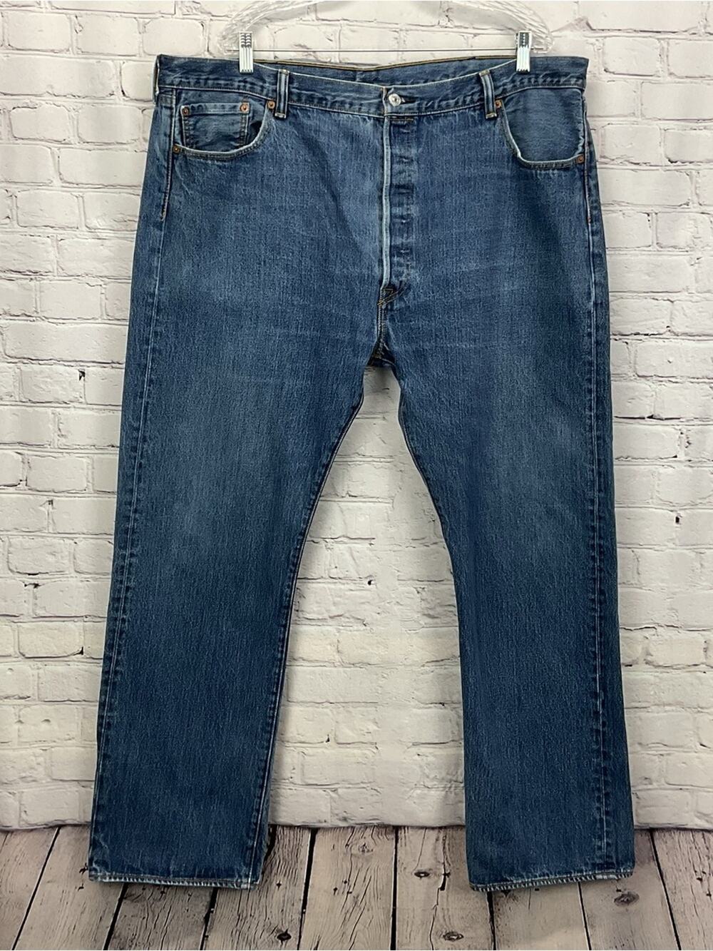 Levi’s 501 Button Fly Jeans Men's Size 44 x 32 Blue Festival Straight Leg Cowboy